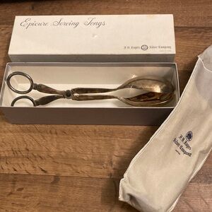J.B. Rogers Silver Company Epicure Serving Tongs Vintage Antique